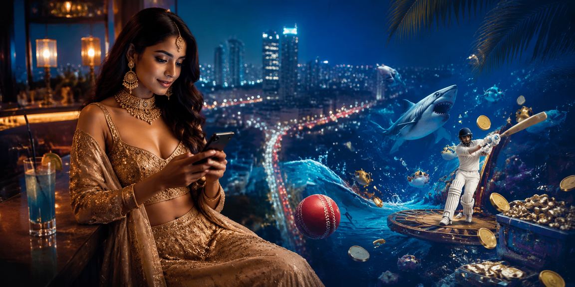Evening view of MG Road Bangalore with cricket betting theme
